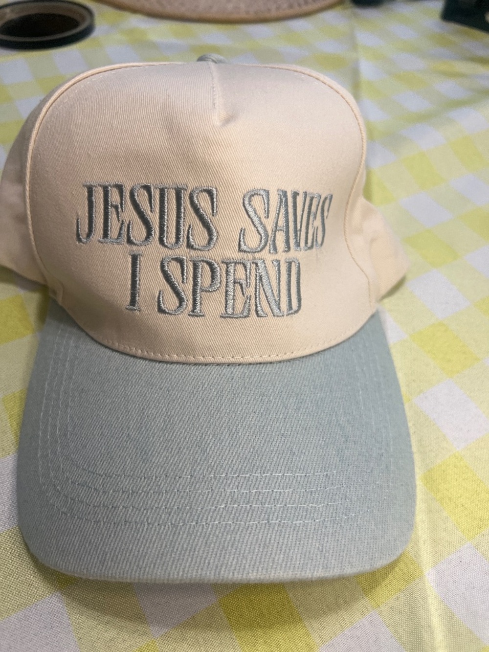 Boutique “Jesus Saves I Spend Embroidered Baseball Hat